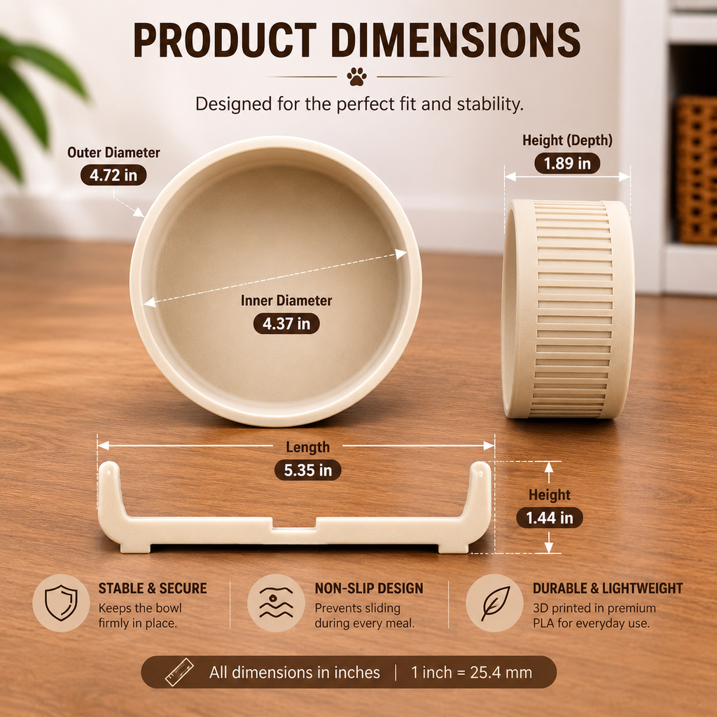 Modern Pet Bowl with Stand | Food-Safe PLA Pure Dog & Cat Bowl