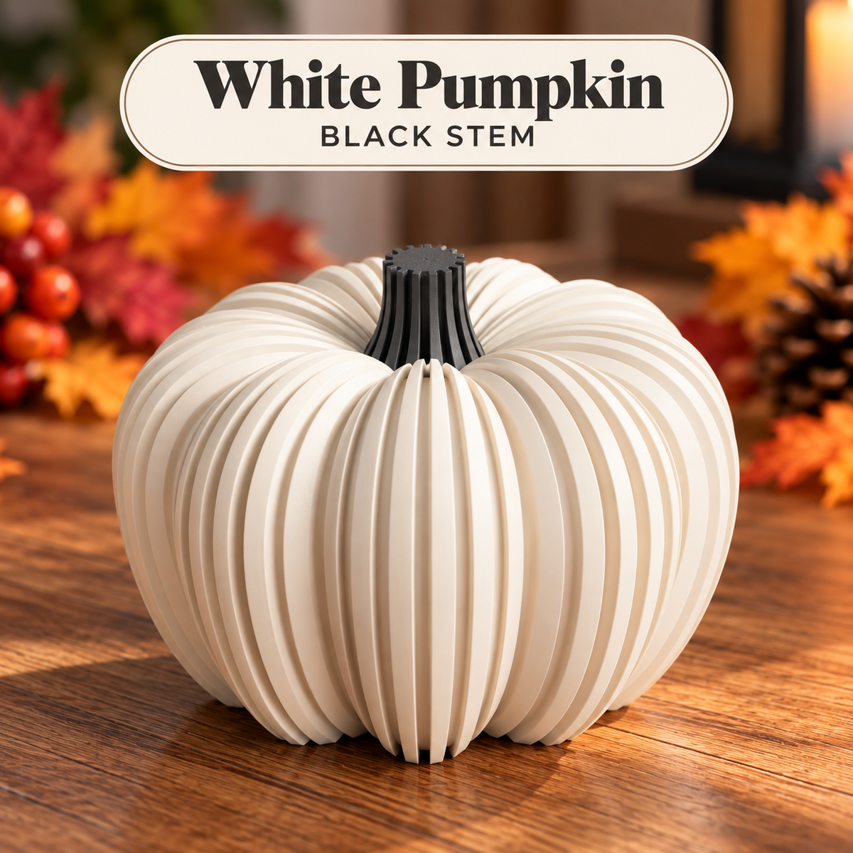 Ribbed Decorative Pumpkin – Modern Fall Decor and LED Tea Light Compatible
