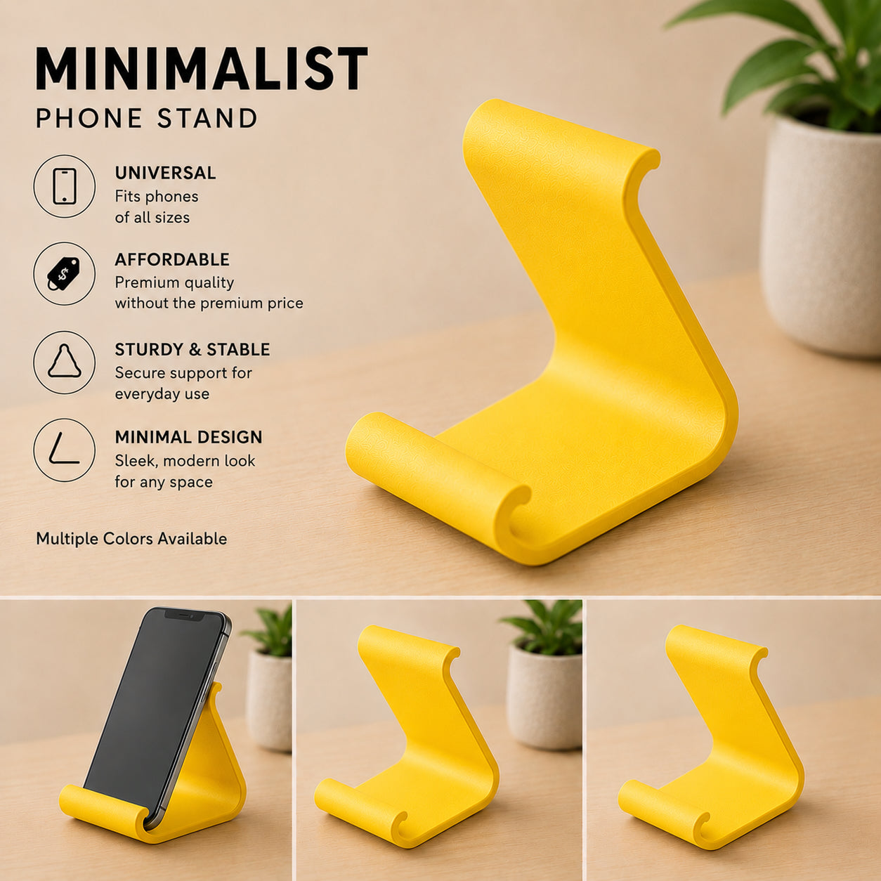 Minimalist Phone Stand – Modern 3D Printed Smartphone Holder
